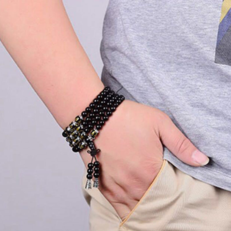 KarmaRipple's Black Obsidian Six True Words Protection Mala Bracelet p3
