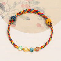 Bracelet tressé en fil de couleur Dunhuang fait main par KarmaRipple, protection de la paix et de la joie