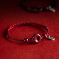 Bracelet de cheville en corde de bénédiction Talisman sûr et sain avec boucle de paix en cinabre faite à la main par KarmaRipple
