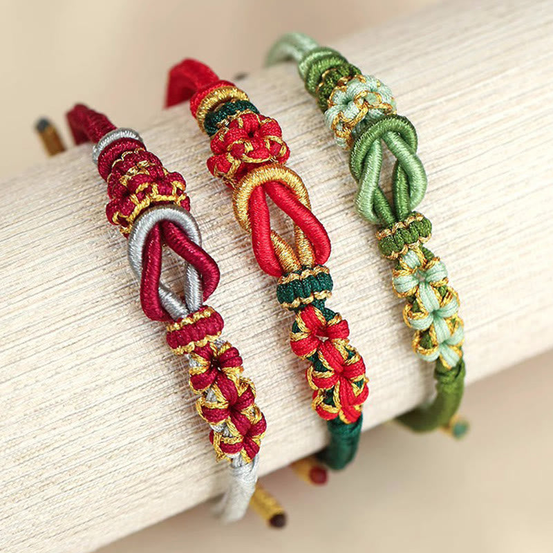 KarmaRipple's Handmade Peach Blossom Weave Eight Thread Peace Weave Fortune Protection Bracelet p6