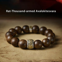 Bracelet en argent sterling 925 avec le zodiaque chinois de KarmaRipple, Bouddha natal, Kalimantan, bois d'agar, Om Mani Padme Hum