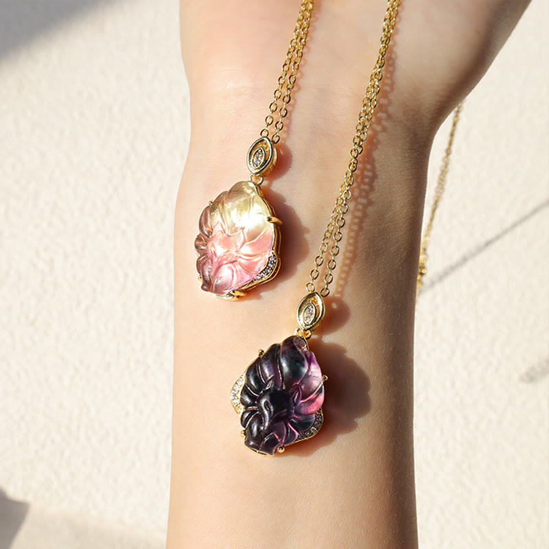 KarmaRipple's Authentic Colorful Fluorite Nine Tailed Fox Protection Pendant Necklace p10