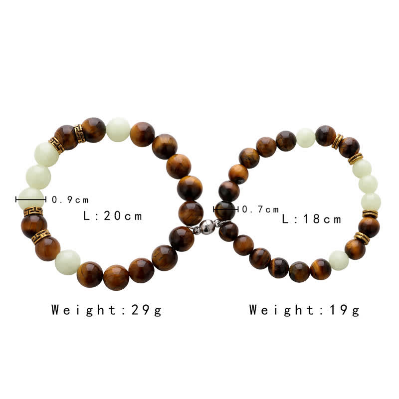 KarmaRipple's 2Pcs Tiger Eye Glowstone Luminous Bead Protection Pair Bracelet p7