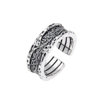 Bague ajustable en argent sterling 925, motif floral de la dynastie Tang rétro de KarmaRipple 