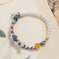 Bracelet d'équilibre en argent sterling 925, perles de fleur de pêcher et calcédoine de KarmaRipple