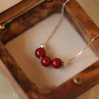 Collier pendentif en argent sterling 925 avec perles de cinabre et bénédiction calme de KarmaRipple