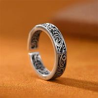 Bague ajustable en bronze à motif floral de la dynastie Tang de KarmaRipple