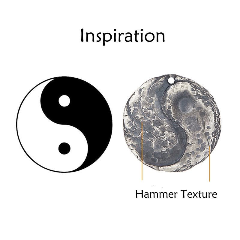 KarmaRipple's 990 Sterling Silver Yin Yang Hammer Texture Balance Pendant Necklace p12