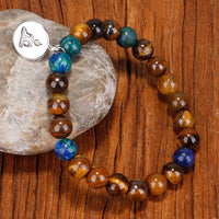 Bracelet en perles 108 Mala de KarmaRipple, œil de tigre, Bouddha, force, collier avec pendentif à pompon