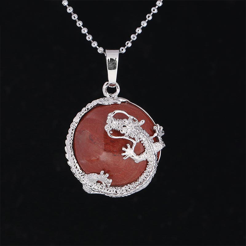 KarmaRipple's Chinese Dragon Authentic Quartz Gemstone Balancing Energy Pendant Necklace p47