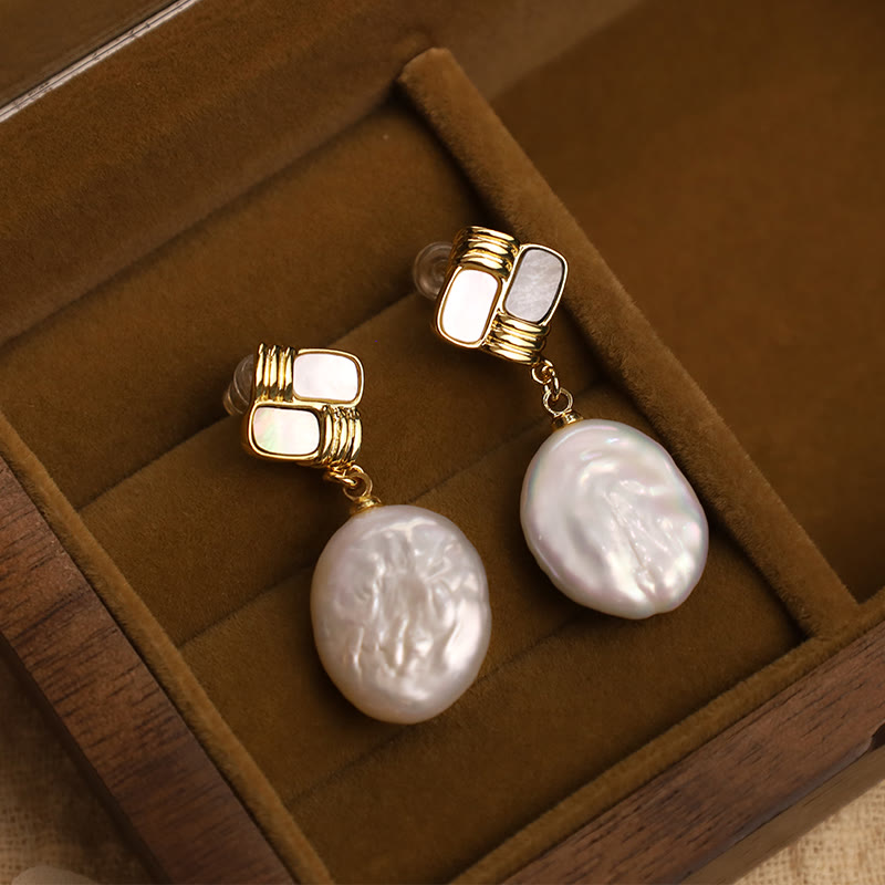 KarmaRipple's 925 Sterling Silver Posts Bronze Plated Gold Authentic Baroque Pearl Balancing Drop Earrings p8