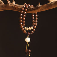 Bracelet double tour de purification en bois de santal rouge à petites feuilles et graines de Bodhi de KarmaRipple