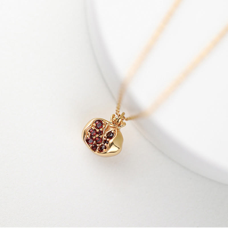 KarmaRipple's 925 Sterling Silver 18k Gold Plated Pomegranate Garnet Gemstone'ssion Talisman Pendant Necklace p1