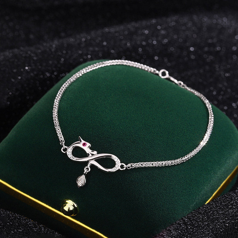 KarmaRipple's Year Of The Dragon 999 Sterling Silver Zircon Endless Weave Tail Talisman Fortune Protection Bracelet p14