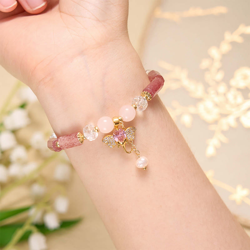 KarmaRipple's Amethyst Green Aventurine Strawberry Quartz Positive Elephant Talisman Bracelet p12