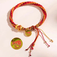 Bracelet tressé fait main en corde de poisson koï avec motif du zodiaque chinois de KarmaRipple
