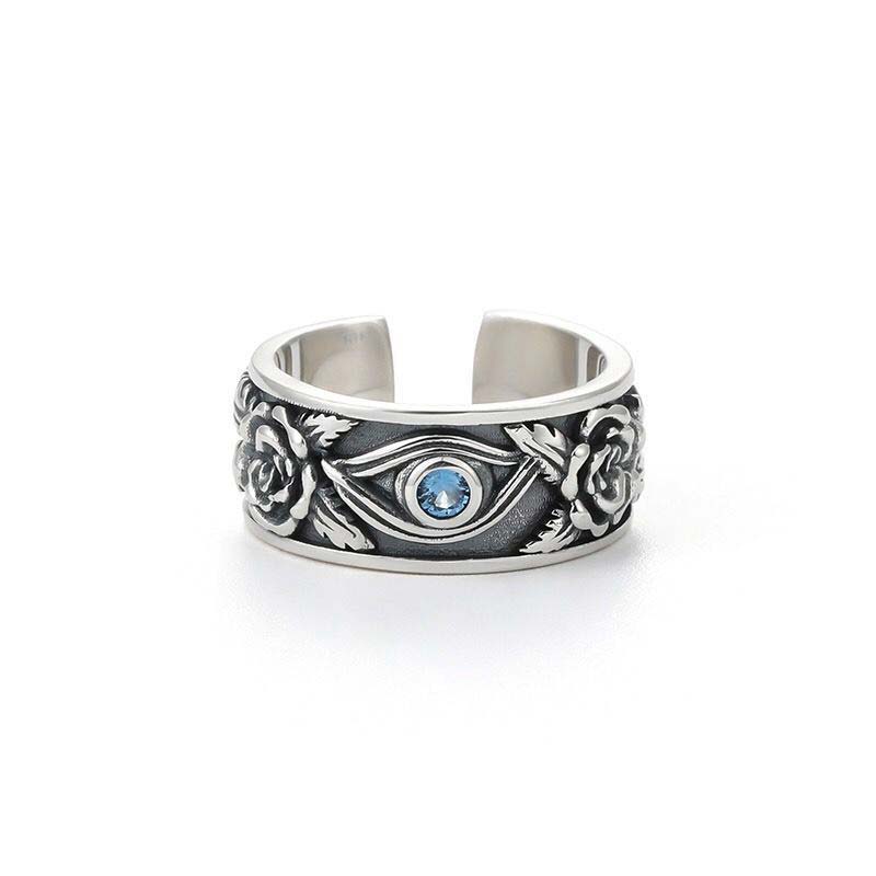 KarmaRipple's Eye Of Horus Gemstone Protection Adjustable Ring p5