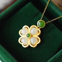 Collier pendentif trèfle à quatre feuilles en argent sterling 925 de KarmaRipple, symbole de prospérité