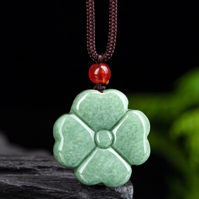 KarmaRipple's Authentic Fortunate Four Leaf Clover Jade Prosperity Pendant Necklace p5