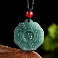 KarmaRipple's Authentique Jade FengShui Bagua Yin Yang Prospérité Pendentif Collier