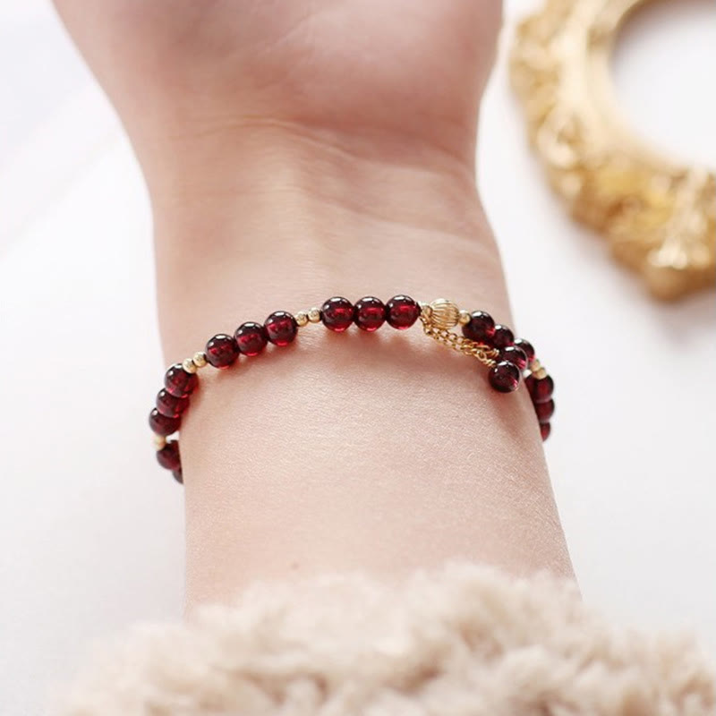KarmaRipple's 14K Gold Authentic Garnet Calm Bracelet p8