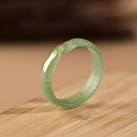Bague porte-bonheur en jade ivoire Hetian de KarmaRipple, en jade cyan, poisson koï