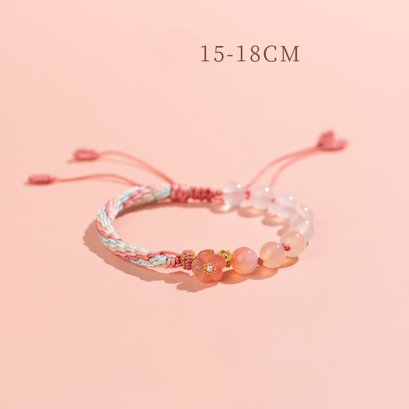 KarmaRipple's Authentic Gradient Agate Reincarnation Weave Peach Blossom Wealth Fortune Handmade String Bracelet p12