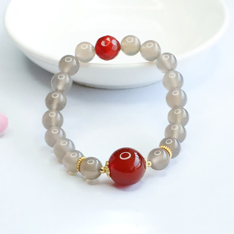 KarmaRipple's Authentic Gray Chalcedony Red Agate Balance Bracelet p4