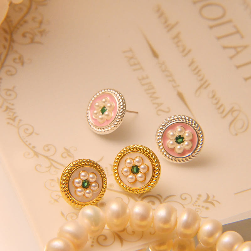 KarmaRipple's Enamel Flower Fortune Earrings p3