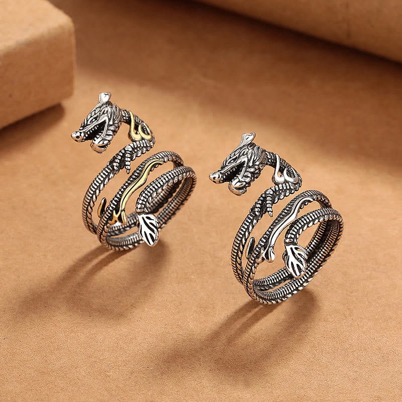 KarmaRipple's Vintage Dragon Pattern Bronze Strength Ring p5