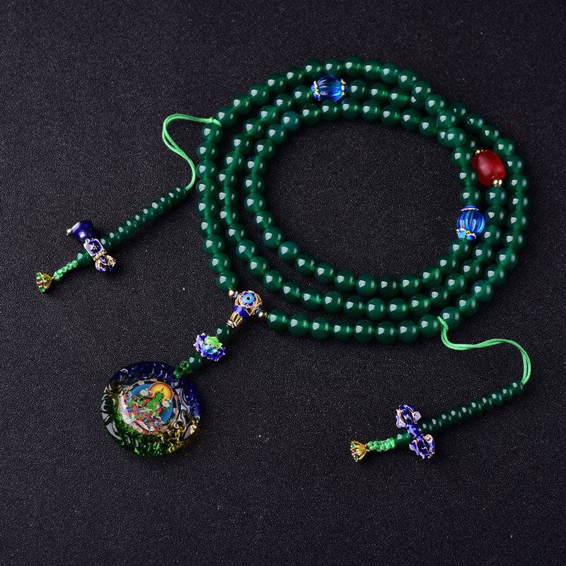 KarmaRipple's 108 Mala Beadwork Authentic Green Agate Bodhisattva Green Tara Manifestation Talisman Bracelet p9
