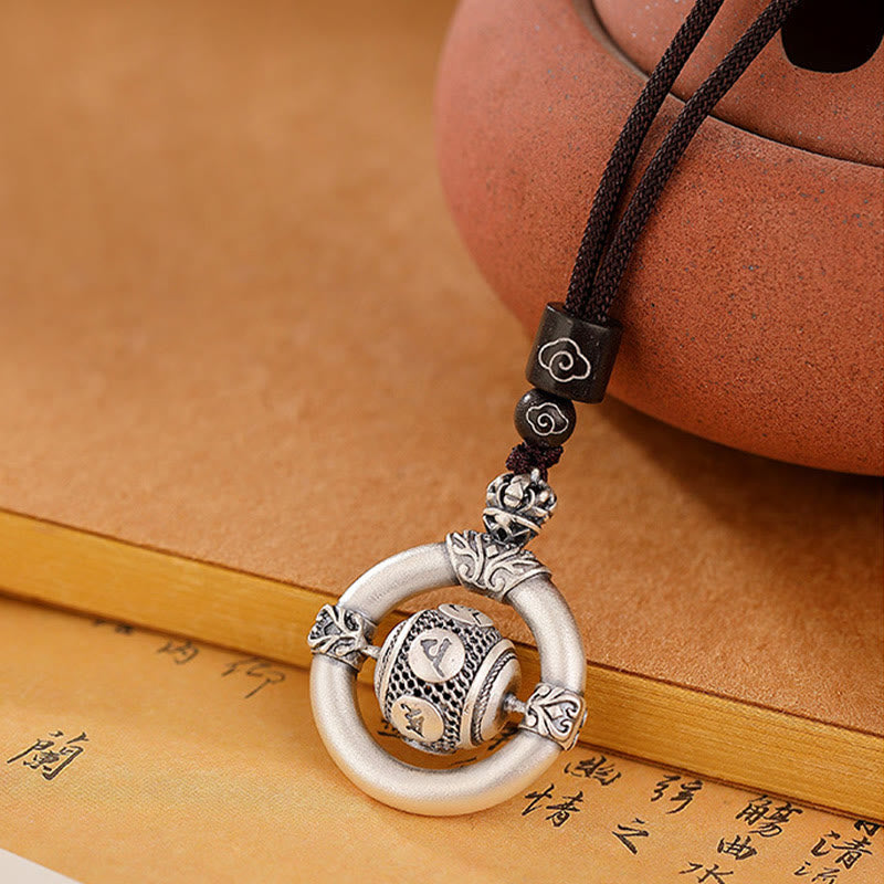 KarmaRipple's 999 Sterling Silver Om Mani Padme Hum Engraved Wisdom Pendant Rope Necklace p13