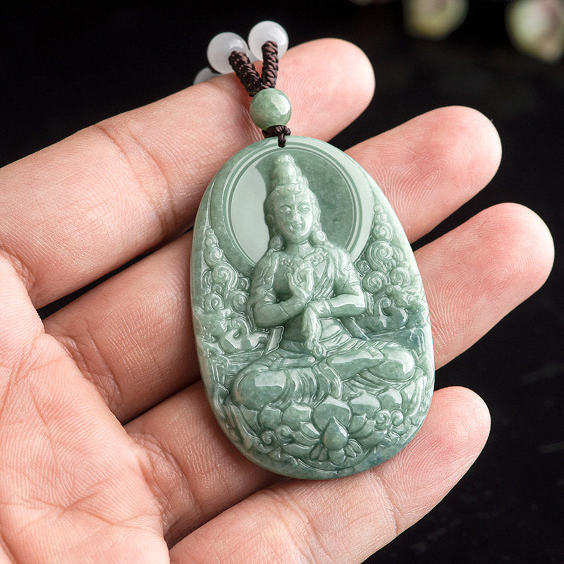 KarmaRipple's Authentic Jade Avalokitesvara Amulet Wealth Pendant Necklace p5