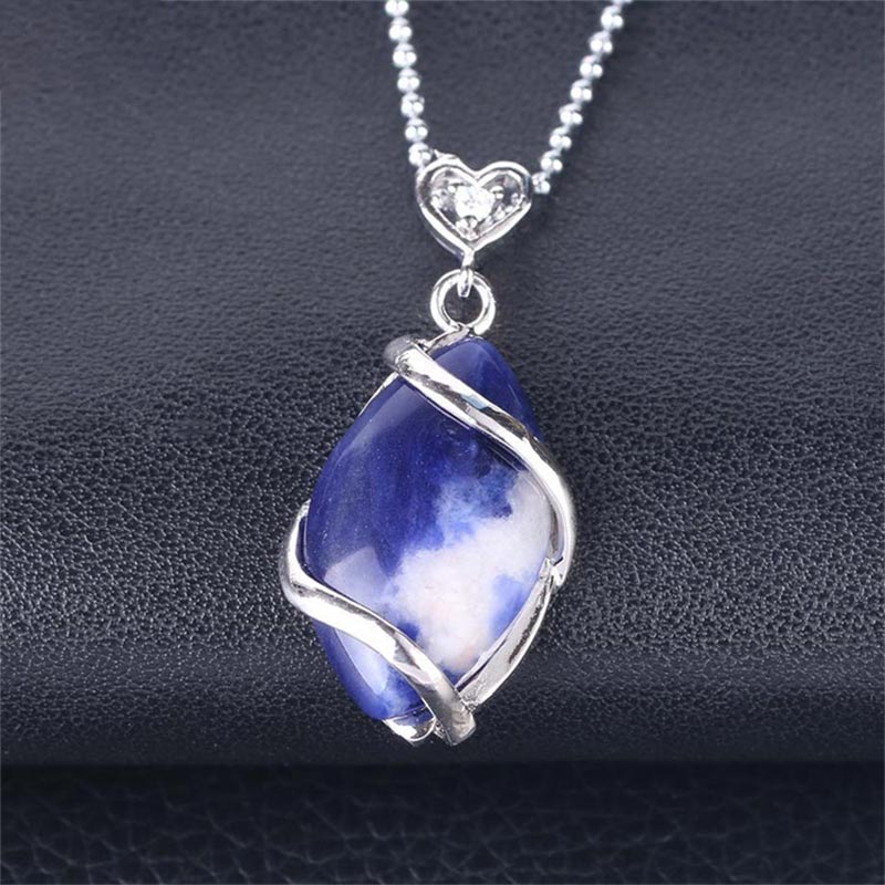 KarmaRipple's Marquise Pattern Authentic Gemstone Stone Talisman Pendant Necklace p47