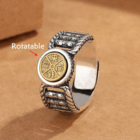 Bague rotative en bronze sculptée Om Mani Padme Hum de KarmaRipple