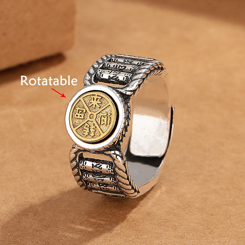 KarmaRipple's Tibetan Om Mani Padme Hum Carved Design Bronze Coin Purity Rotatable Ring p8