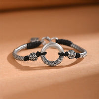 Bracelet en argent sterling 999 avec boucle de paix et personnage Fu de KarmaRipple, pièce de bronze, nuages ​​de bon augure, porte-bonheur