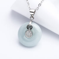 Collier avec pendentif en argent sterling 925 et boucle de paix en jade, pièce de fortune de KarmaRipple