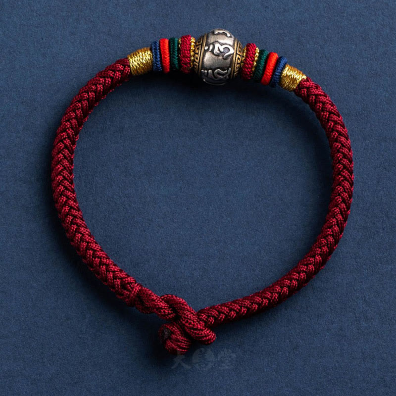 KarmaRipple's 925 Sterling Silver Tibet Handmade Om Mani Padme Hum Fortune Protection King Kong Weave Woven Bracelet p11