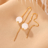 Boucles d'oreilles pendantes en argent sterling 925 et perles de jade ivoire de KarmaRipple