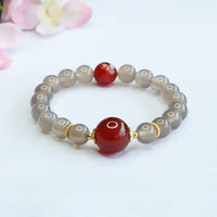 Bracelet d'équilibre en calcédoine grise et agate rouge authentique de KarmaRipple