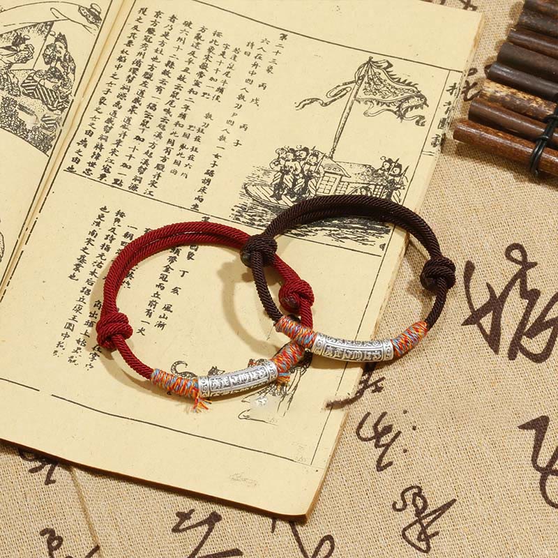 KarmaRipple's Handmade 999 Sterling Silver Om Mani Padme Hum Protection?Rope Bracelet p10