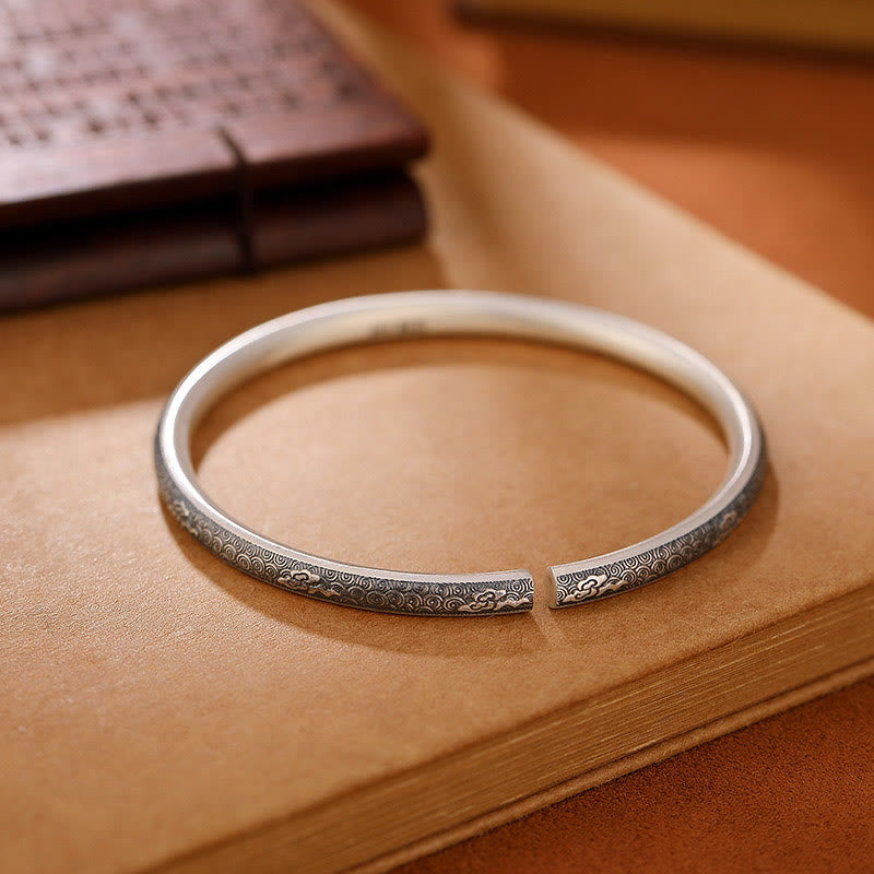 KarmaRipple's Vintage 999 Sterling Silver Auspicious Clouds Design Fortune Bracelet Bangle p3