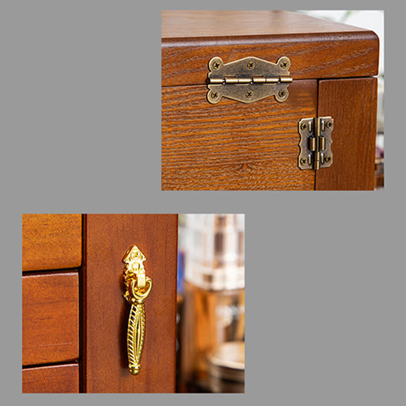 KarmaRipple's Vintage Large Capacity Wooden Jewelry Box Jewelry Storage Box With Mirror p13