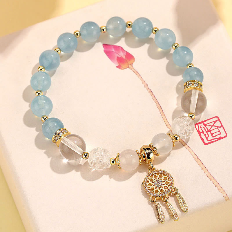 KarmaRipple's Green Strawberry Quartz Amethyst Gemstone Dreamcatcher Balancing Bracelet p26