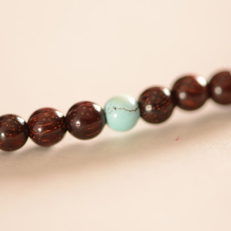 KarmaRipple's 925 Sterling Silver Indian Small Leaf Red Sandalwood Fu Character Protection Triple Wrap Bracelet p10