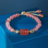 Bracelet d'équilibrage PiXiu en aigue-marine, quartz fraise, améthyste et pierre de lune de KarmaRipple