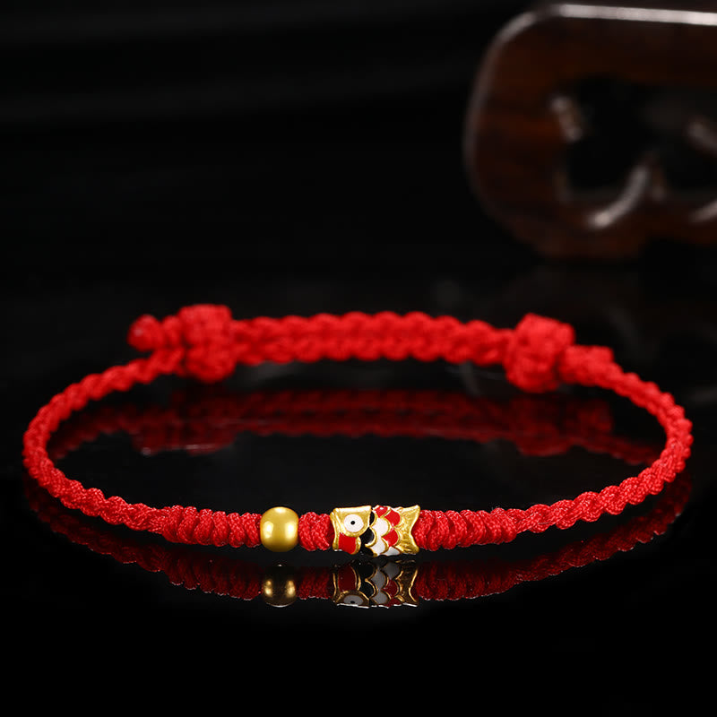 KarmaRipple's 999 Gold Fortune Koi Fish Handcrafted Woven String Bracelet p20