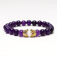 Bracelet authentique en perles d'énergie équilibrantes avec couronnes de roi et de reine en pierre de KarmaRipple