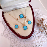 Ensemble de boucles d'oreilles, pendentif et collier en argent sterling 925 plaqué or turquoise de KarmaRipple